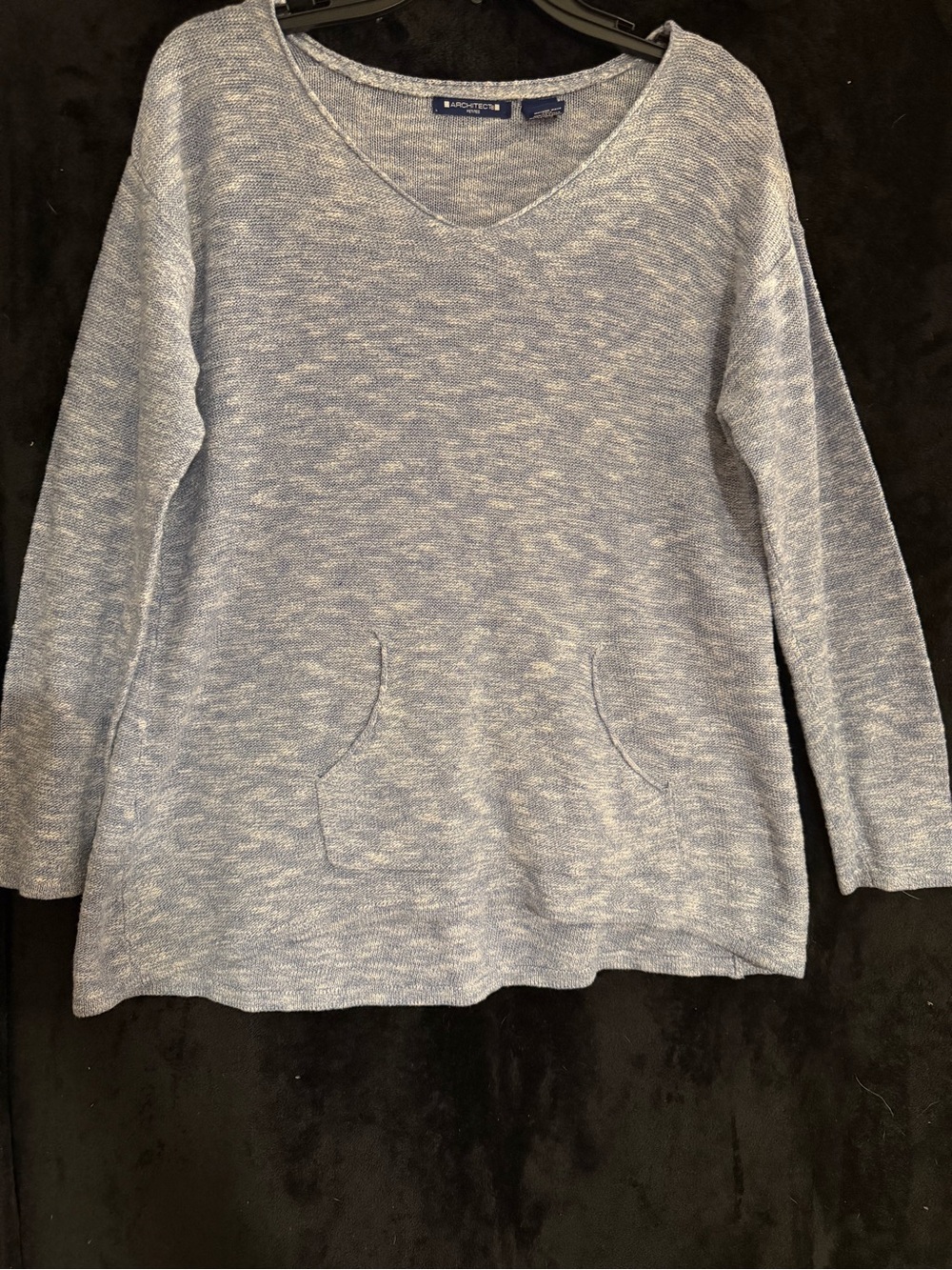 Architect Light Blue Marled V-Neck Sweater Petite Large